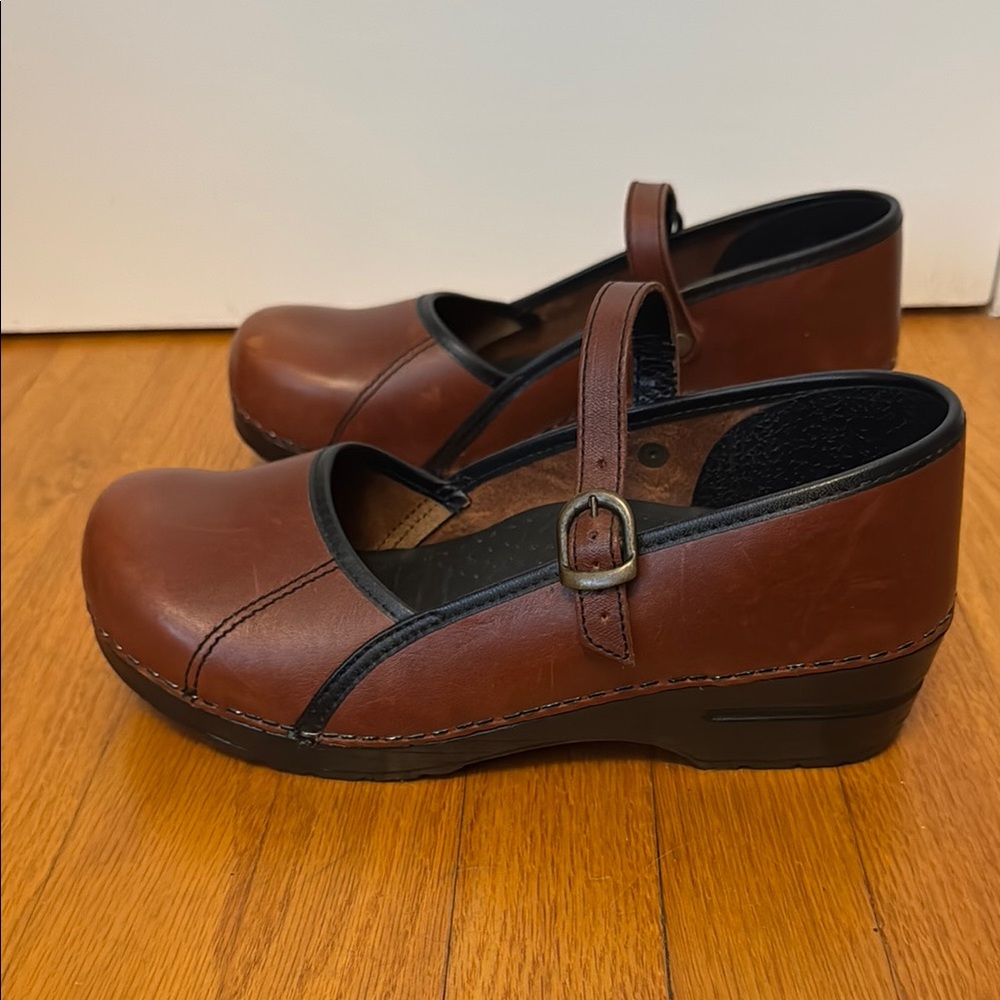 Sanita Brown Mary Jane Clogs Size 41